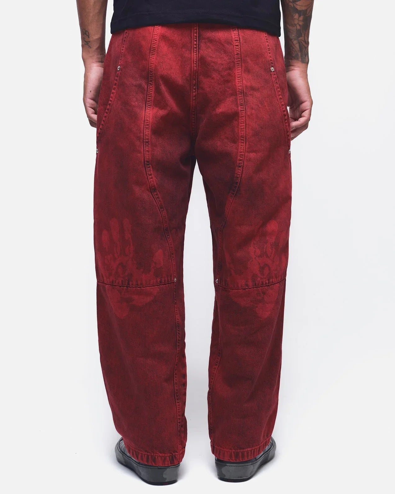 CALÇA JEANS CURVALÍNEA DOUBLE HAND VERMELHA