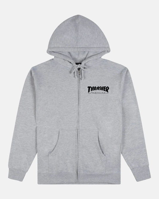 HOODIE MAG LOGO ZIP GREY