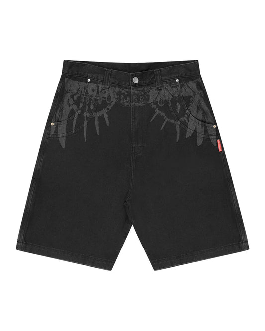 BERMUDA CURVED TRIBAL DENIM
