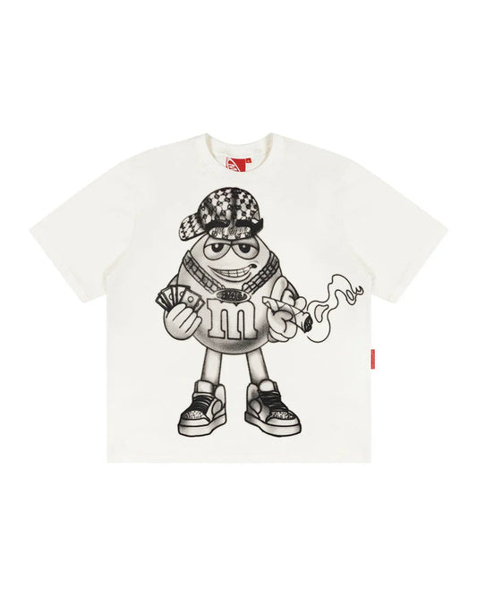 CAMISETA FUMANDO AQUELE QUE DEIXOU A MAD, ENLATADA OFF WHITE