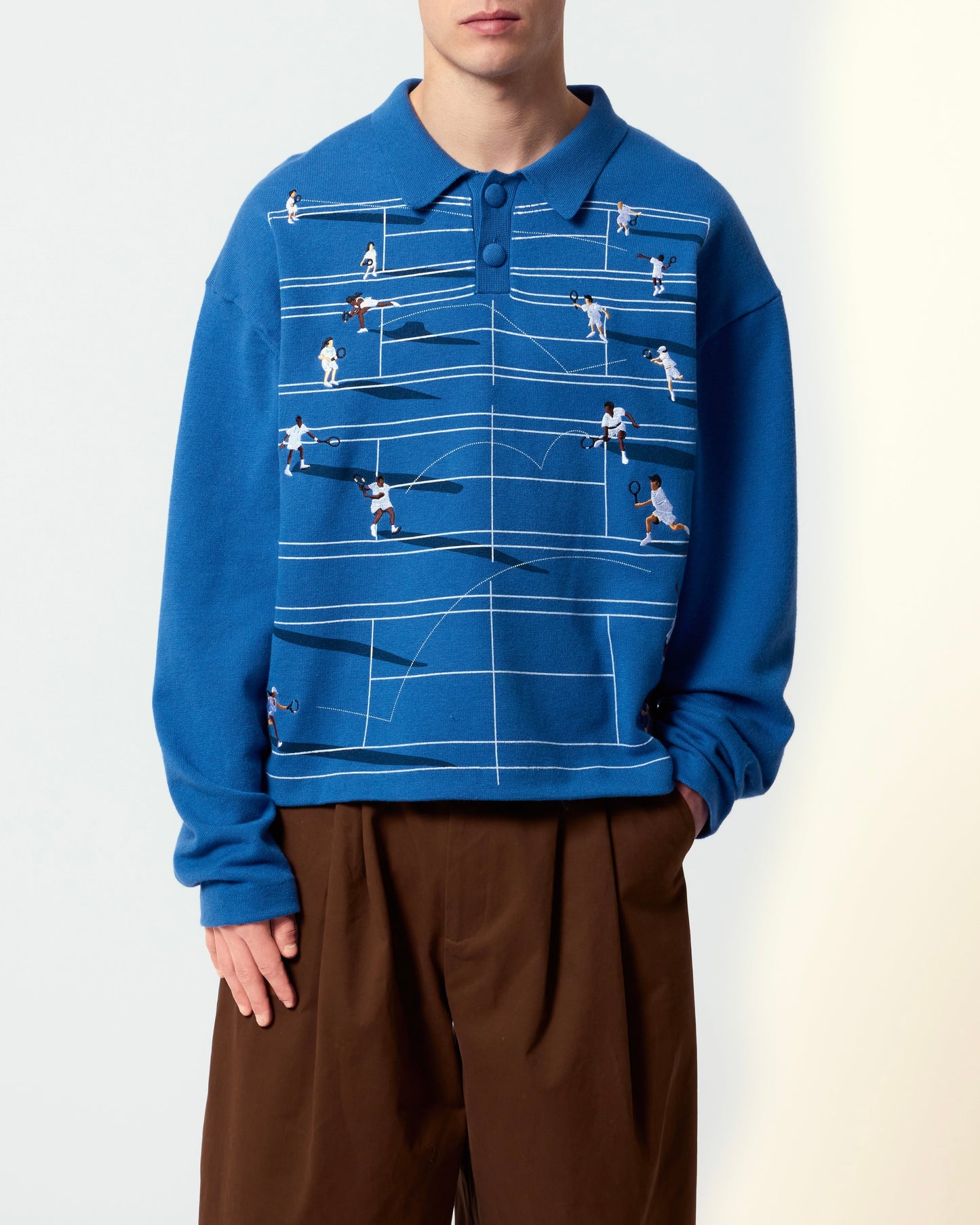 SUÉTER TENNIS FINE KNIT - ASPHALT