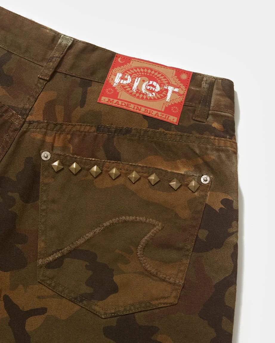 Distressed Camo Oversized Denim