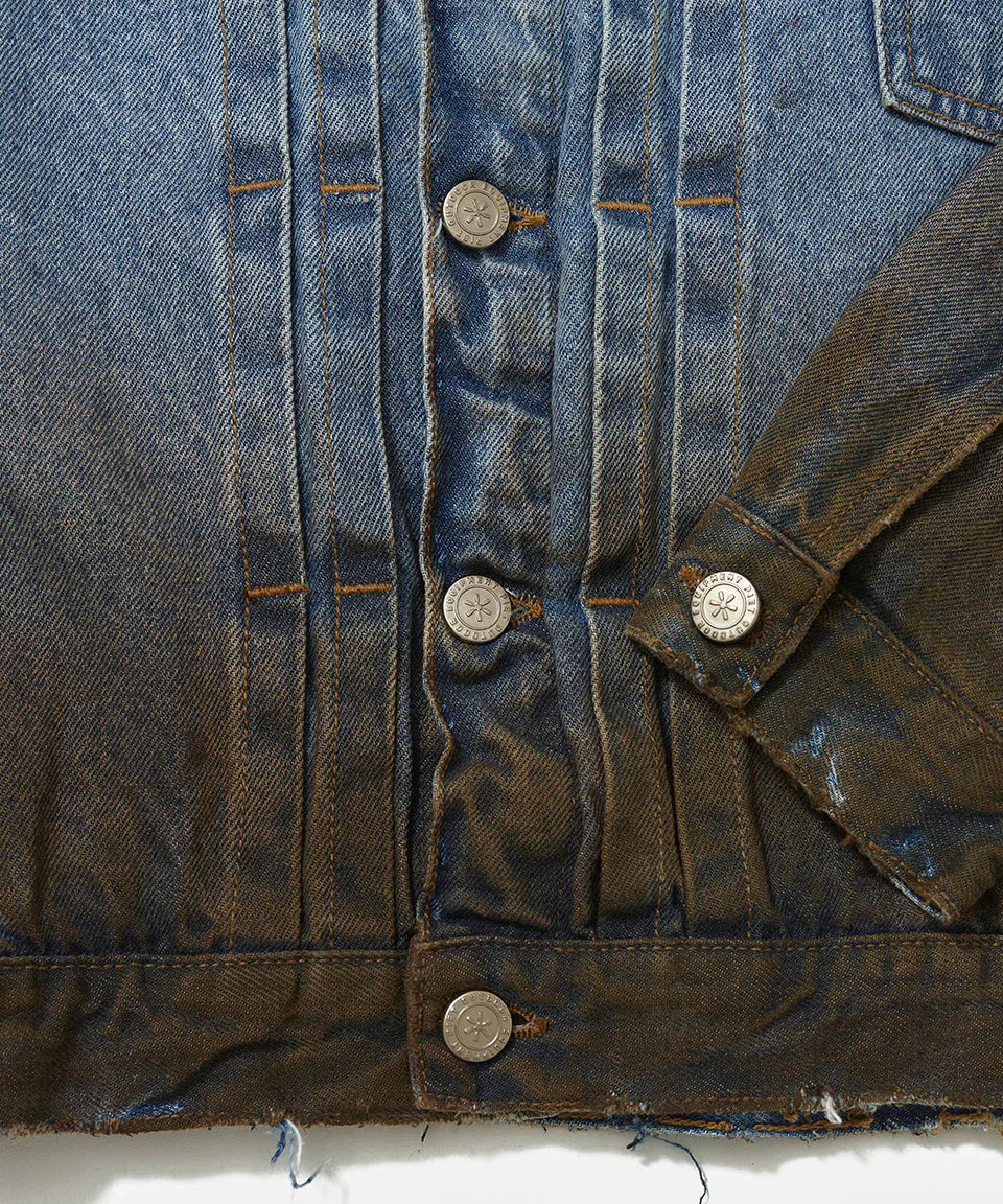 Dirt Stained Denim Jacket Blue