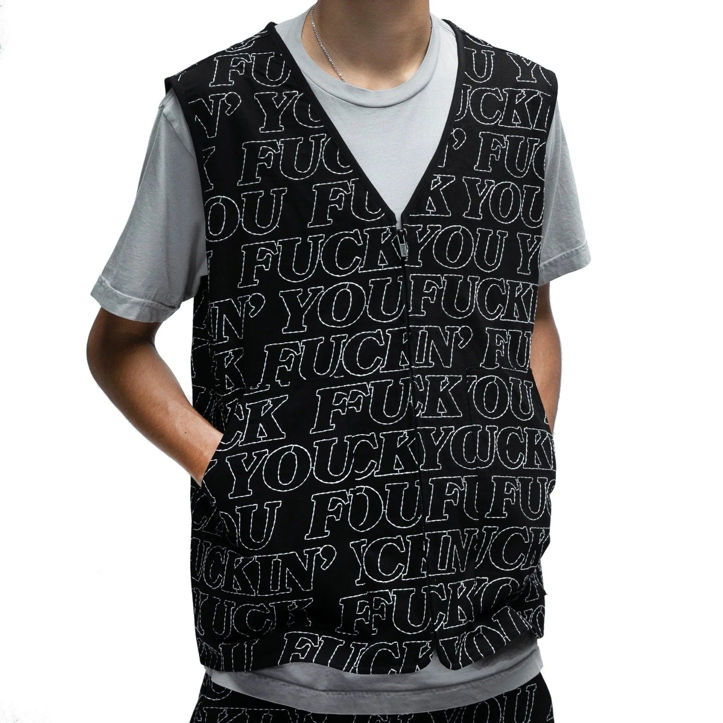 VEST QUILTED F**KIN BLACK