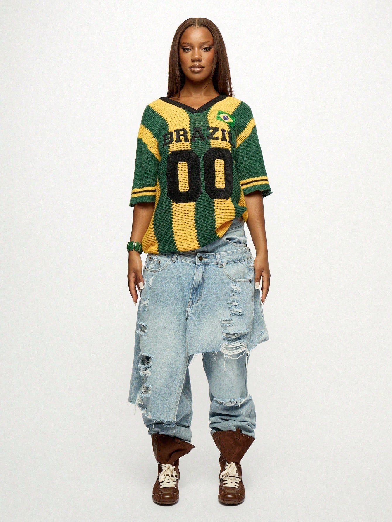 Camisa BRASIL de Malha de Crochê