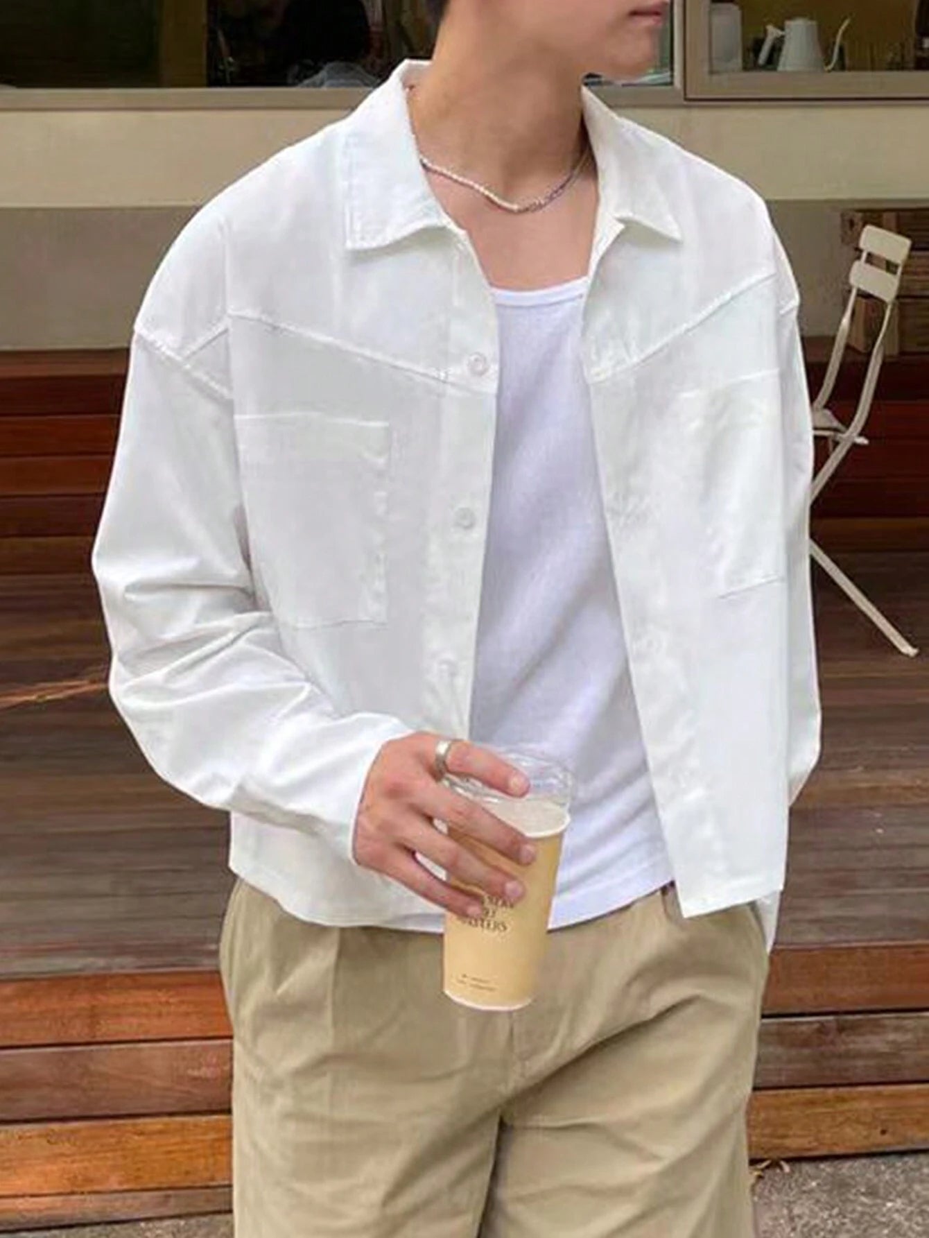 Camisa Homme Longa de Manga Comprida Coreana