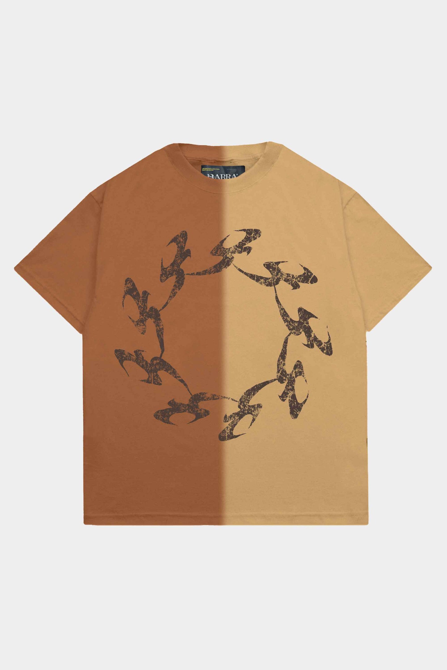 Camiseta Barra Crew B Tribal Tingimento Manual Bicolor
