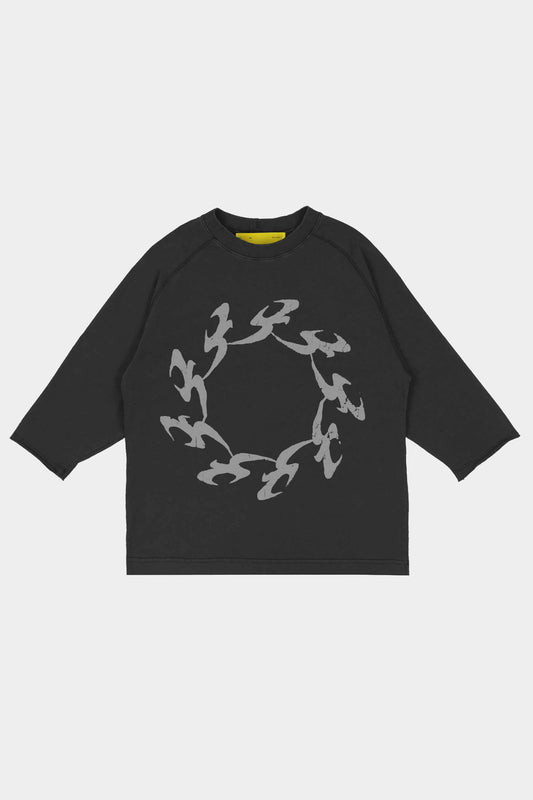 Camiseta Barra Crew Raglan 3/4 Estonada (Black)