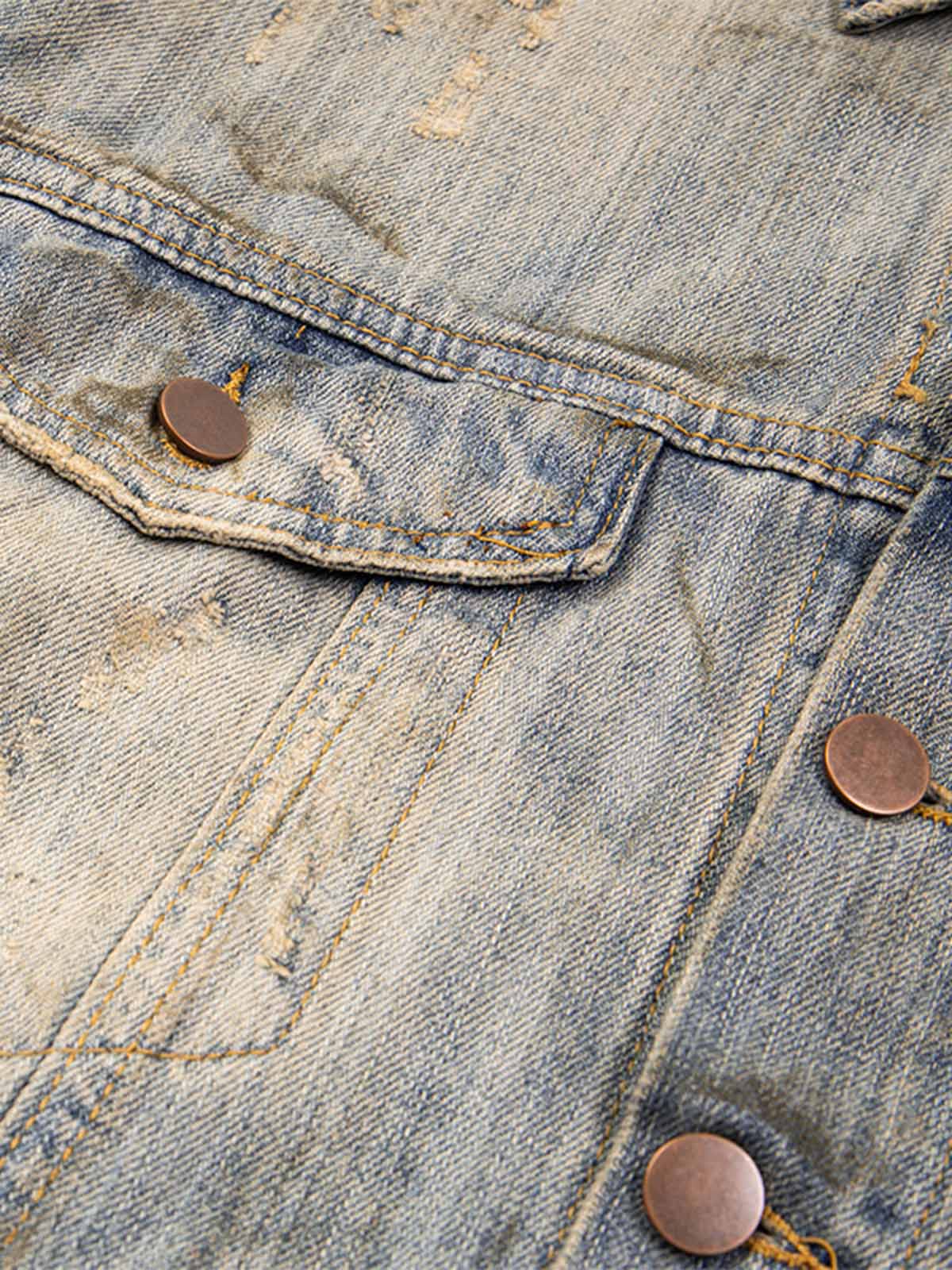 JAQUETA DISTRESSED RHINESTONE MUD-DYED