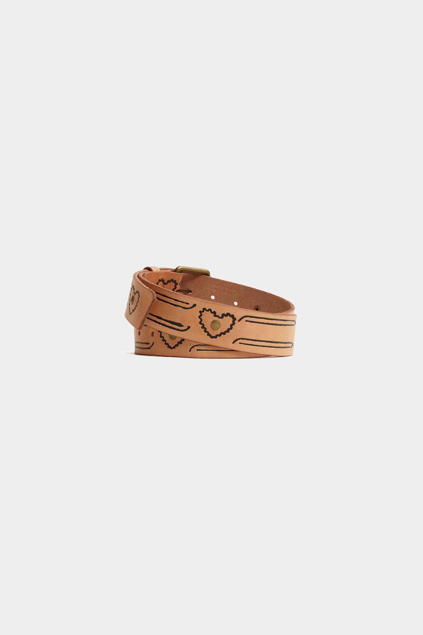 Cinto Barra Crew Couro Filetagem (Beige)