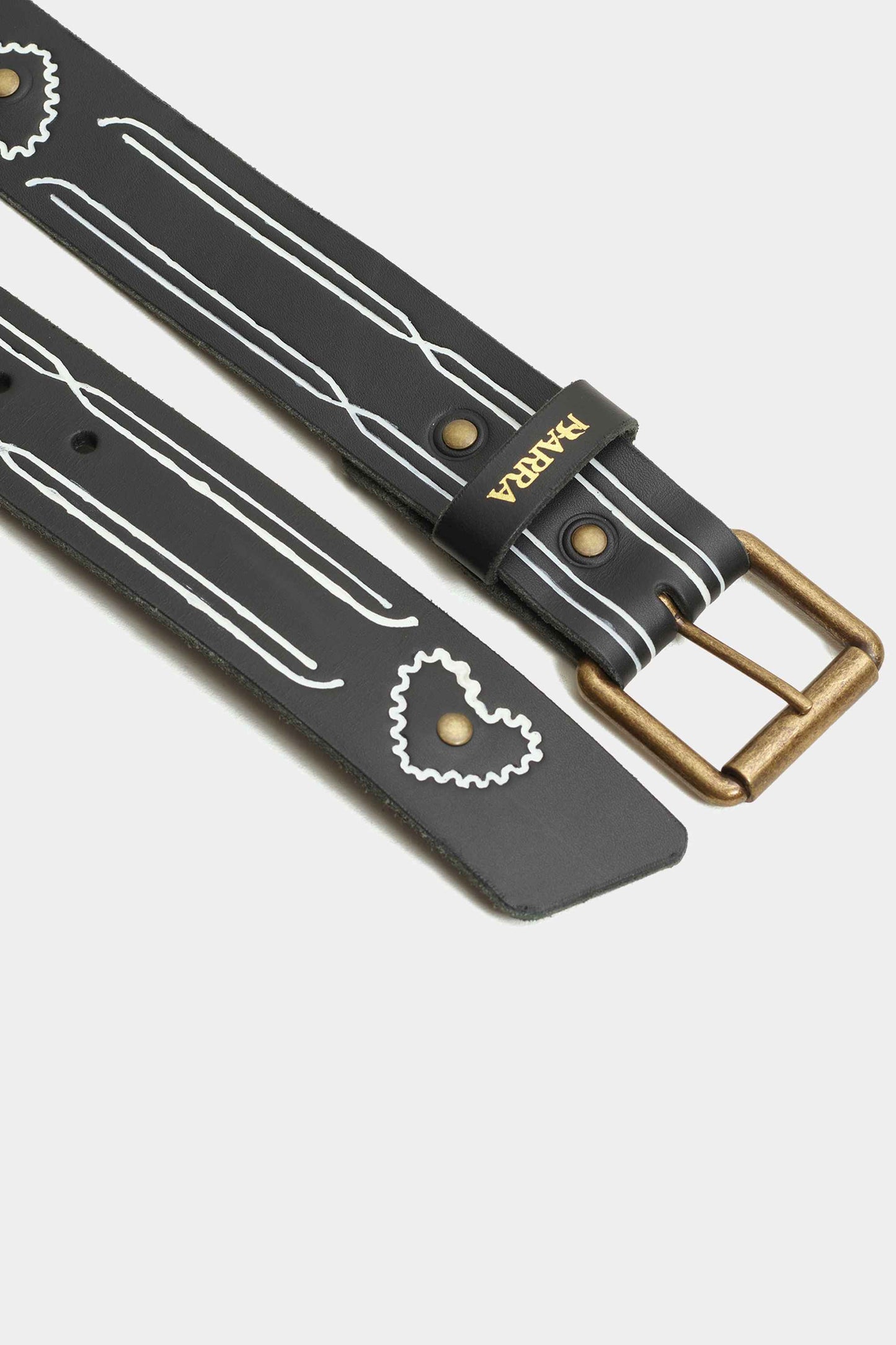 Cinto Barra Crew Couro Filetagem (Black)