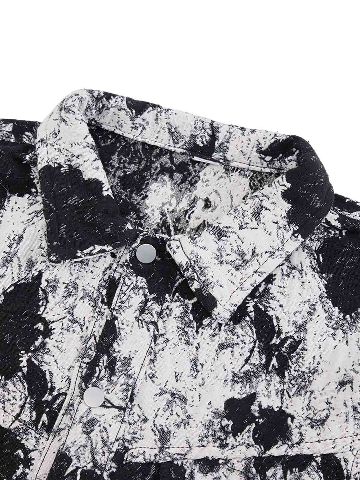 Jaqueta Black And White Contrast Floral Denim