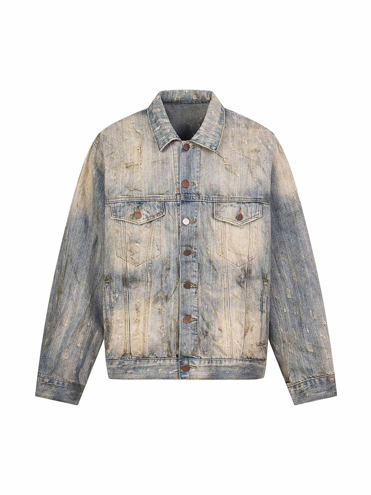 JAQUETA DISTRESSED RHINESTONE MUD-DYED