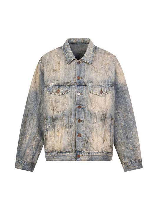 JAQUETA DISTRESSED RHINESTONE MUD-DYED