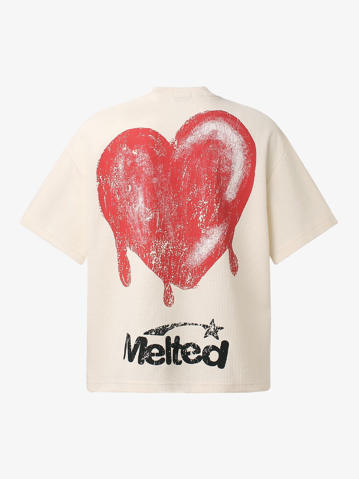 Skeleton & Melted Heart Graphic Waffle Knit T-Shirt
