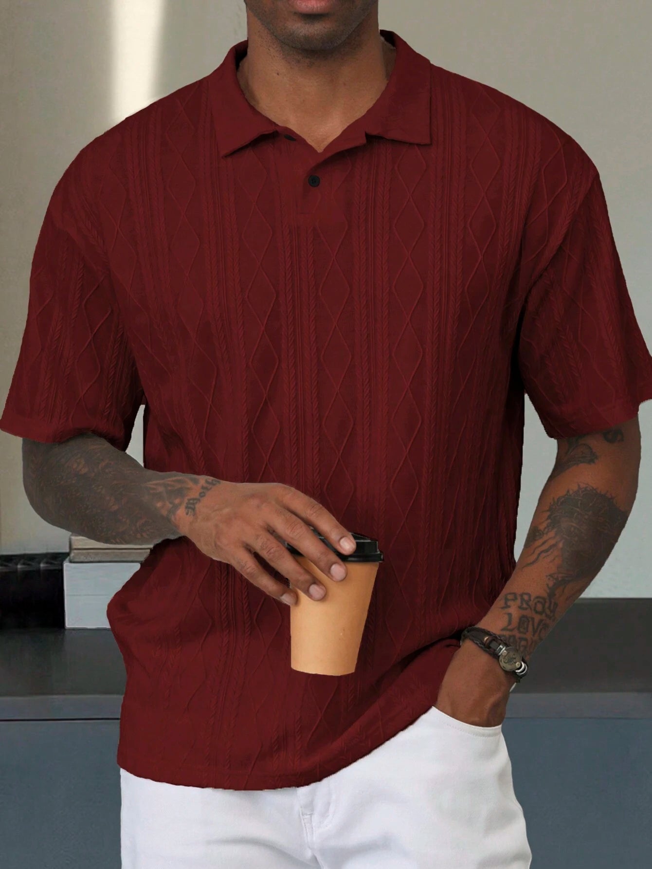 Camisa CasualCool  Polo de Manga Curta Casual/Escritório