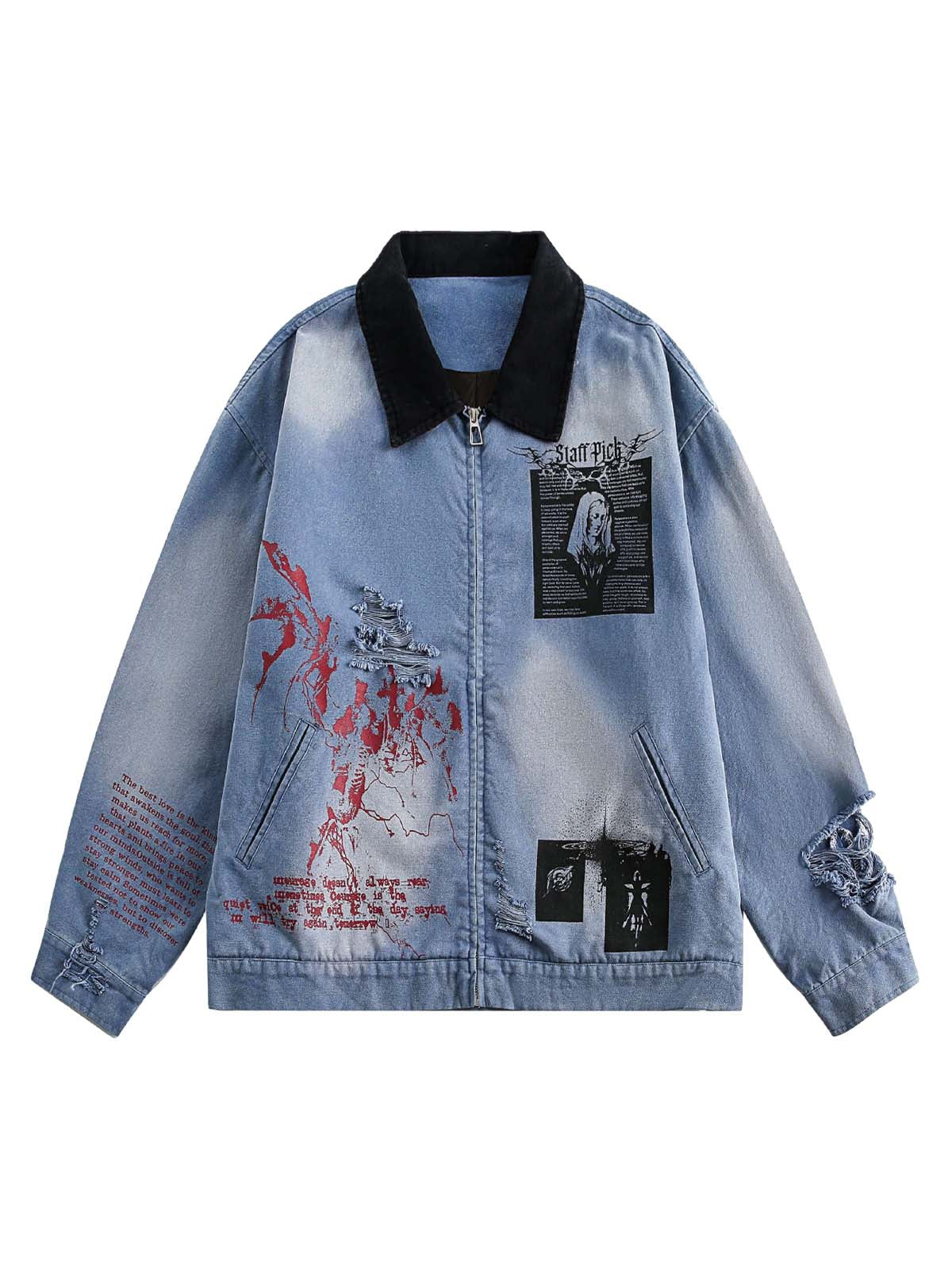 JAQUETA DENIM RIPPED WASHED