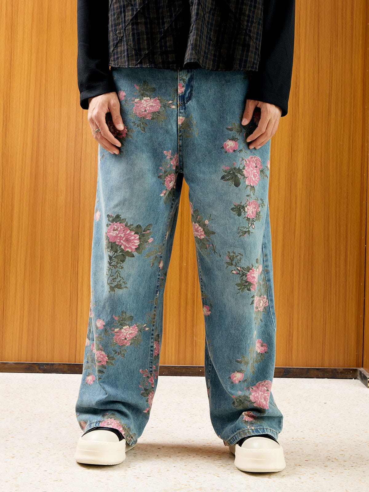 Calça Floral Rose Straight