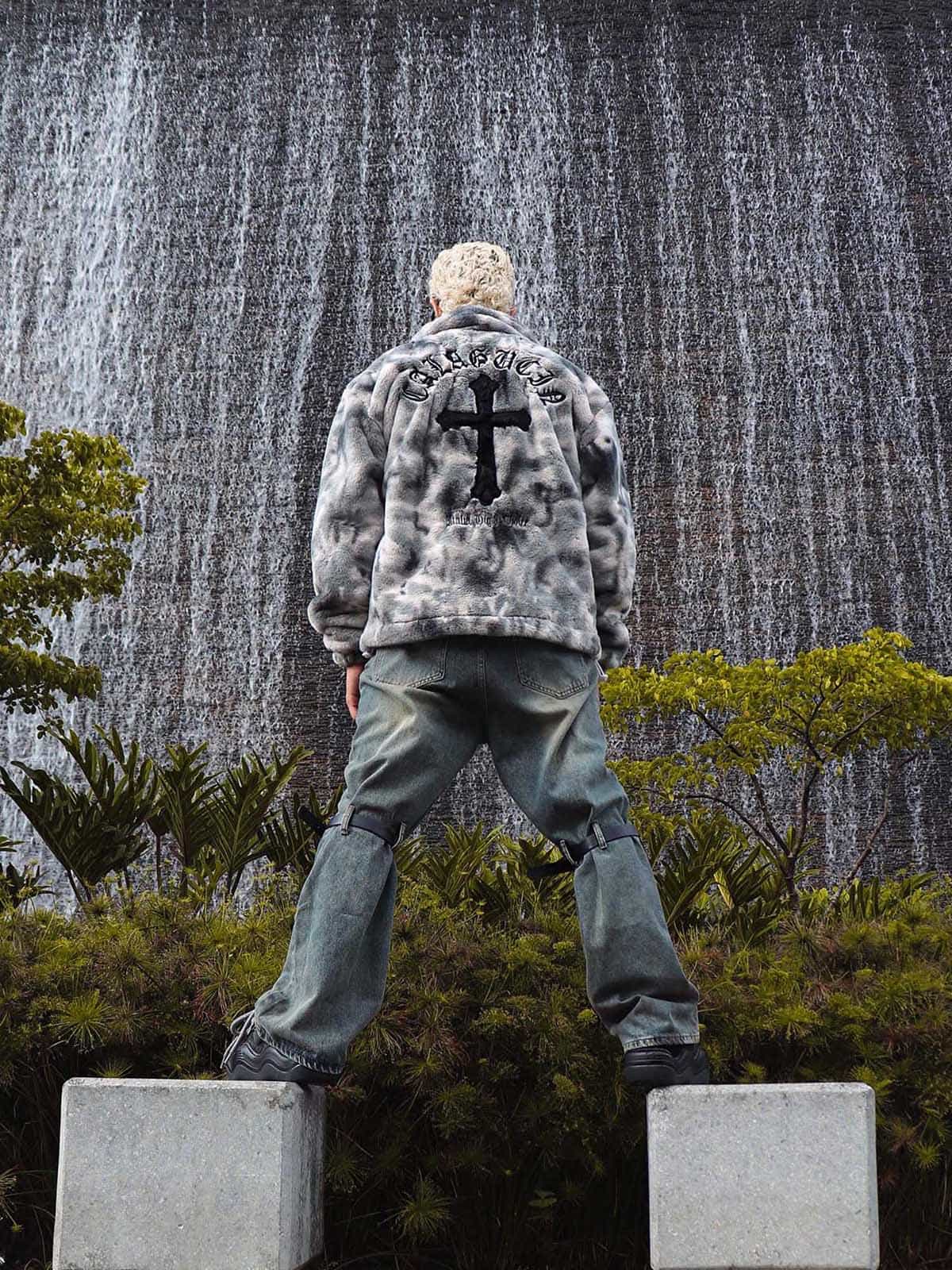 Jaqueta Heavy-Duty Faux Lambswool Tie-Dye Urban