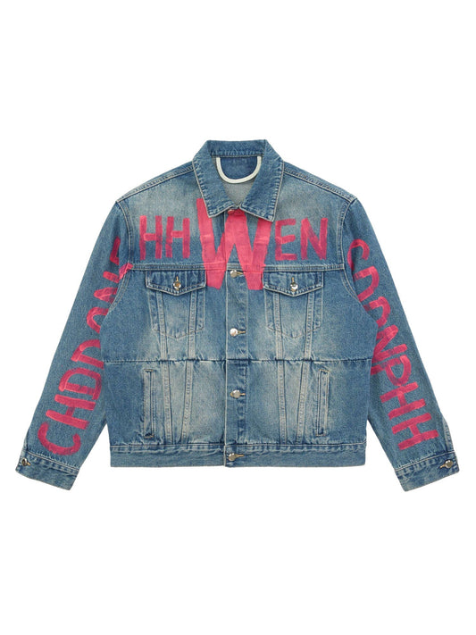 JAQUETA DISTRESSED GRAFFITI DENIM