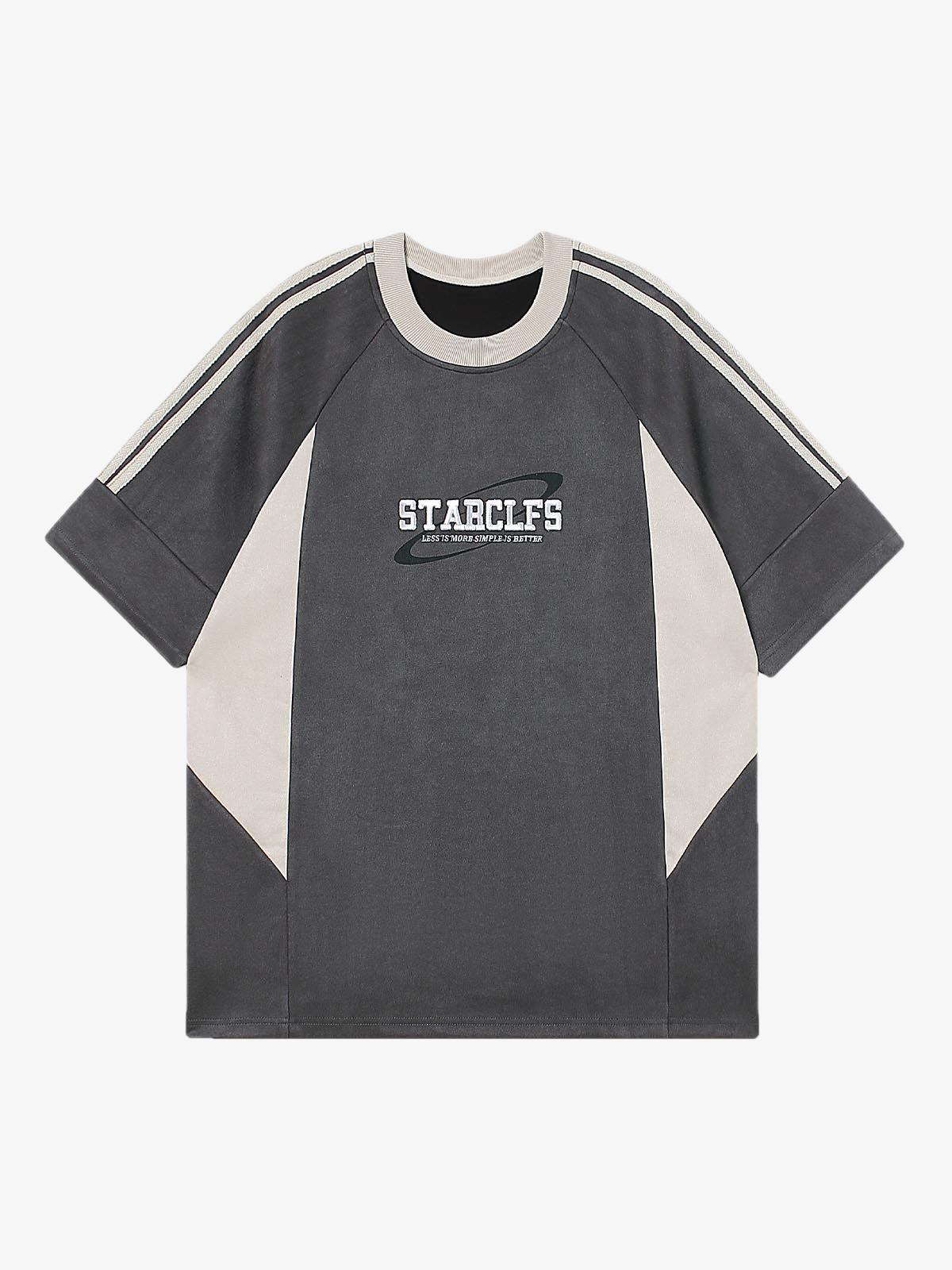 Camiseta Suede Contrast Spliced Oversize