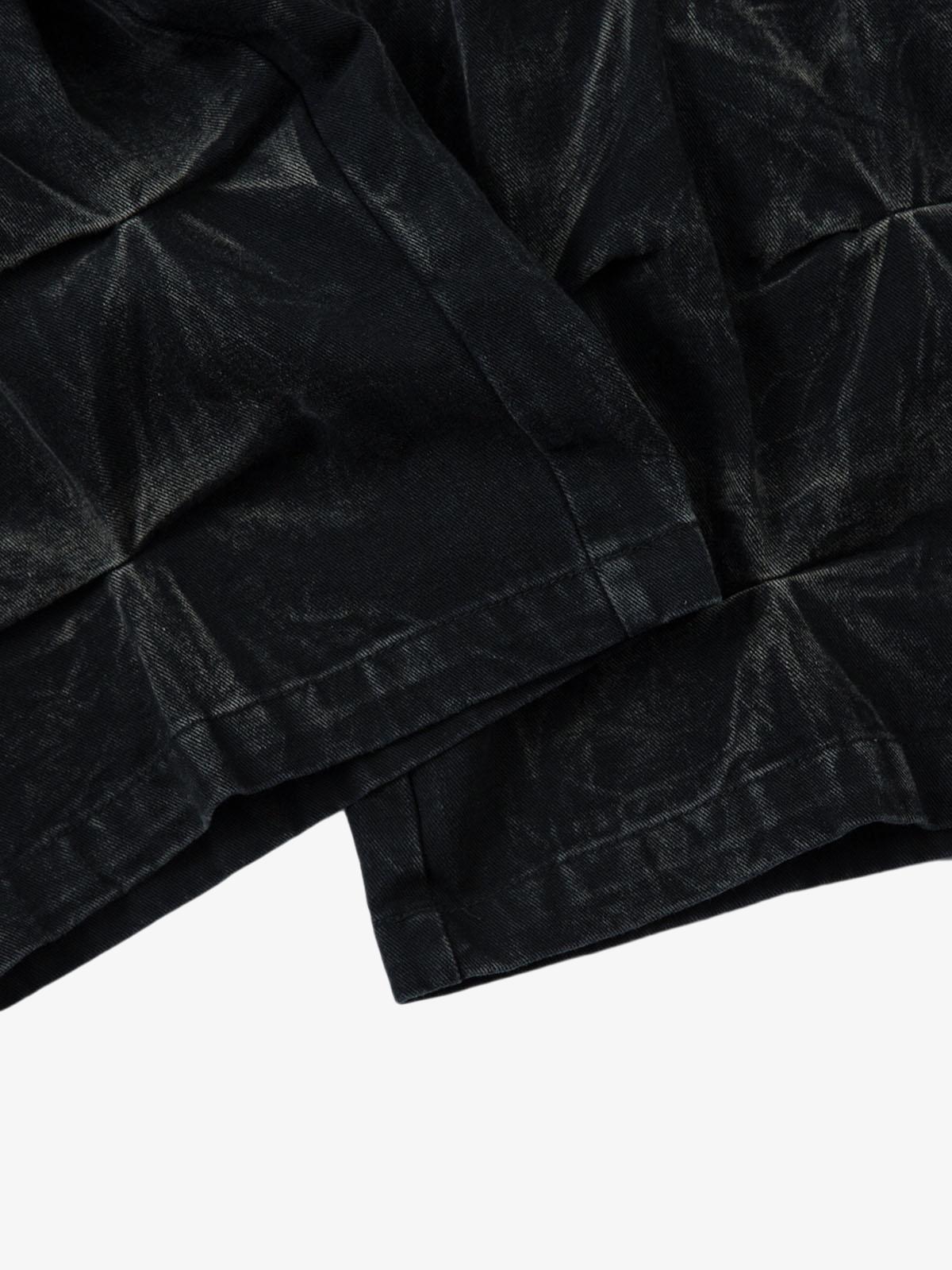 Calça Heavy Washed Distressed Pleated Baggy Jeans