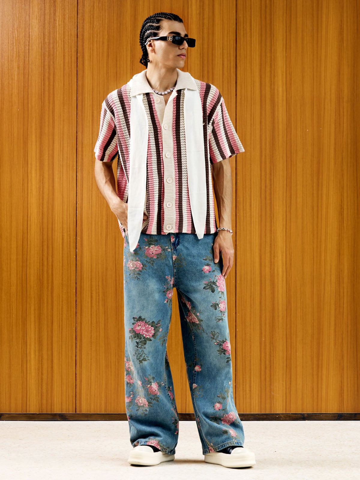 Calça Floral Rose Straight