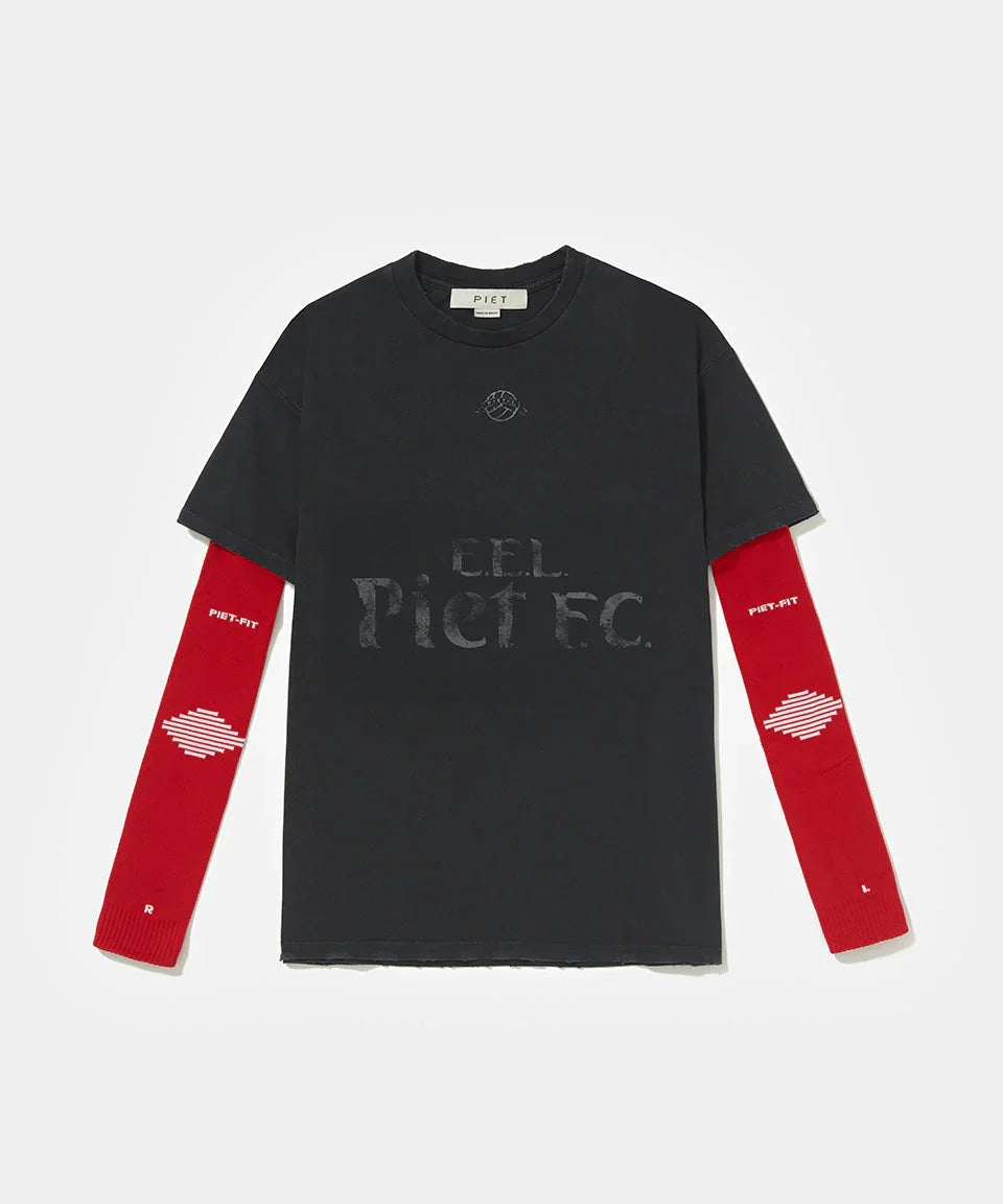 T-SHIRT PIET F.C. KNIT SLEEVE BLACK