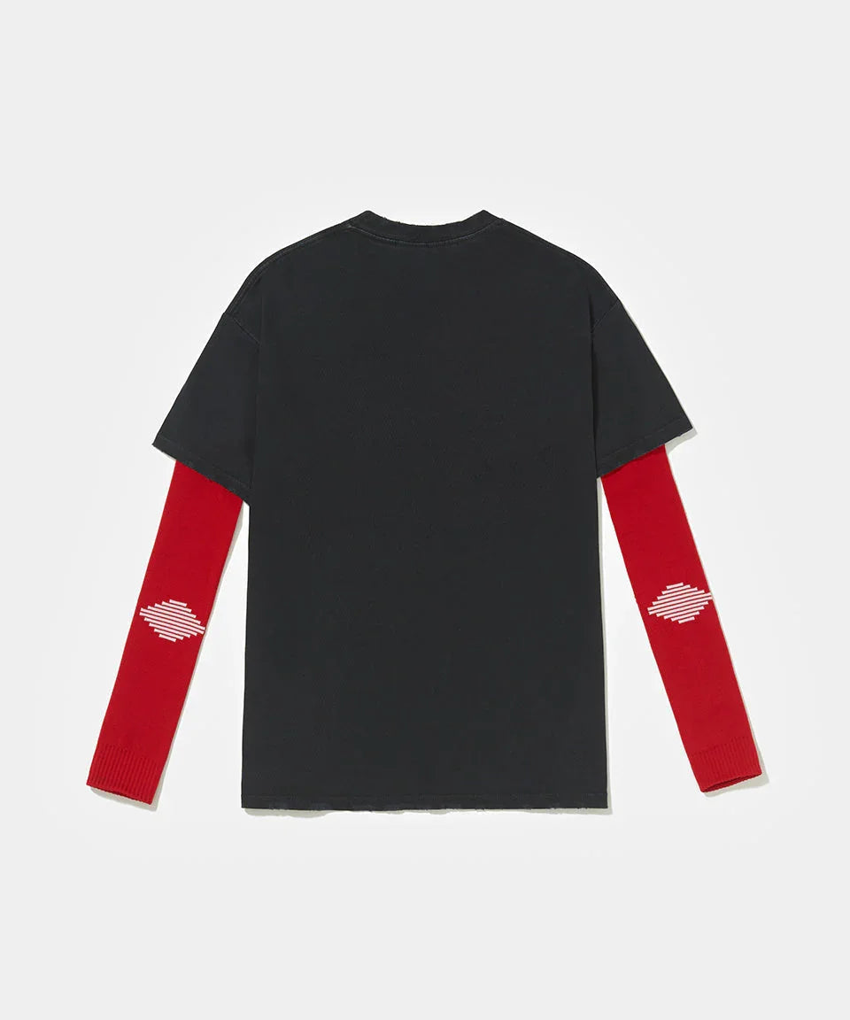 T-SHIRT PIET F.C. KNIT SLEEVE BLACK