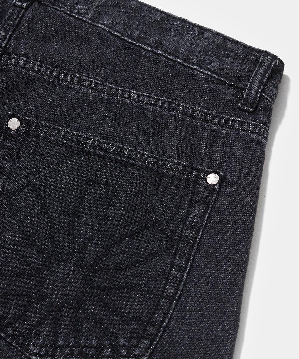 Loose Fit Black Denim - Black