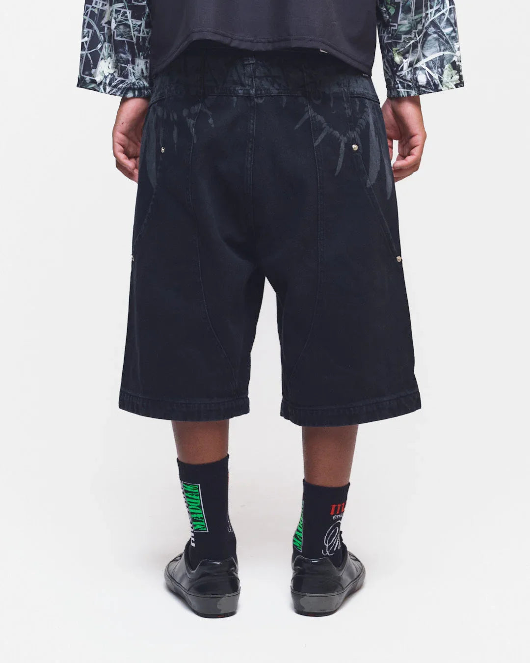 BERMUDA CURVED TRIBAL DENIM