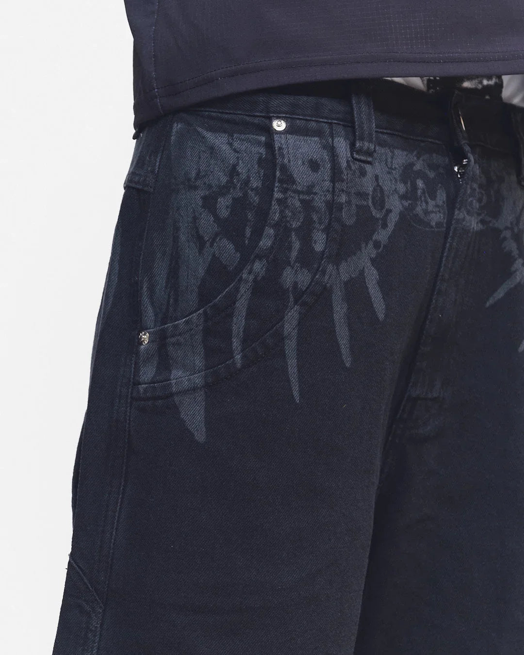 BERMUDA CURVED TRIBAL DENIM