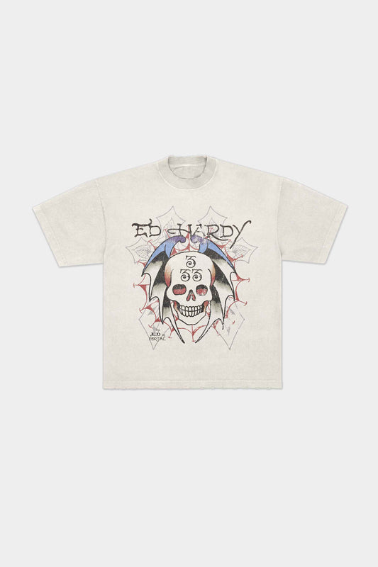Camiseta Ed Hardy x Matuê Bat Skull (Off White)
