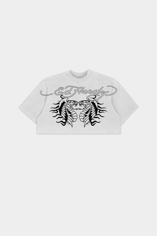 Cropped Ed Hardy Two Headed Snake (White)