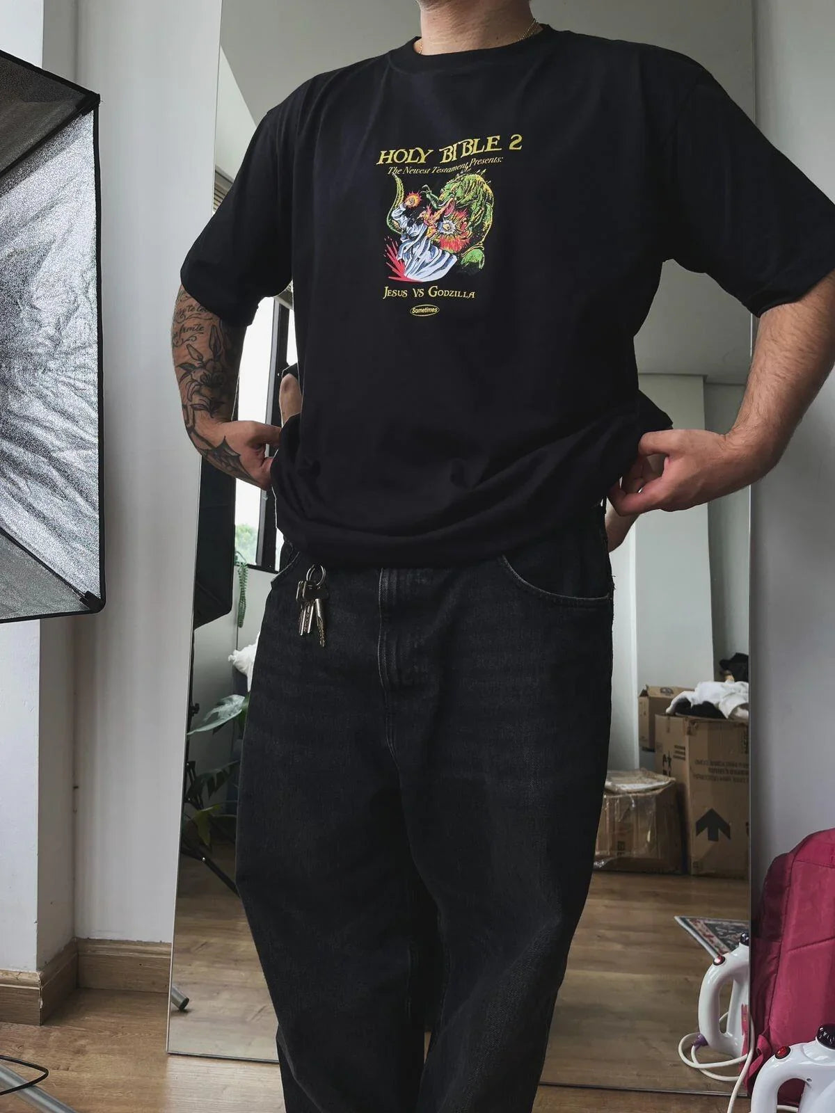 Camiseta Jesus vs Godzilla
